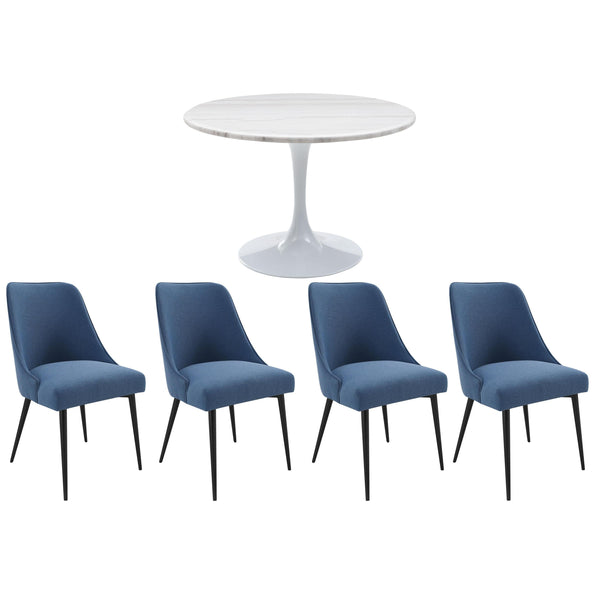 Steve Silver Furniture Colfax 5 pc Dining Set - White/Blue IMAGE 1