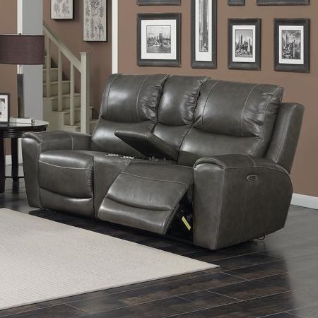 Steve Silver Furniture Laurel Power Reclining Leather Loveseat with Console LL950CLG IMAGE 2