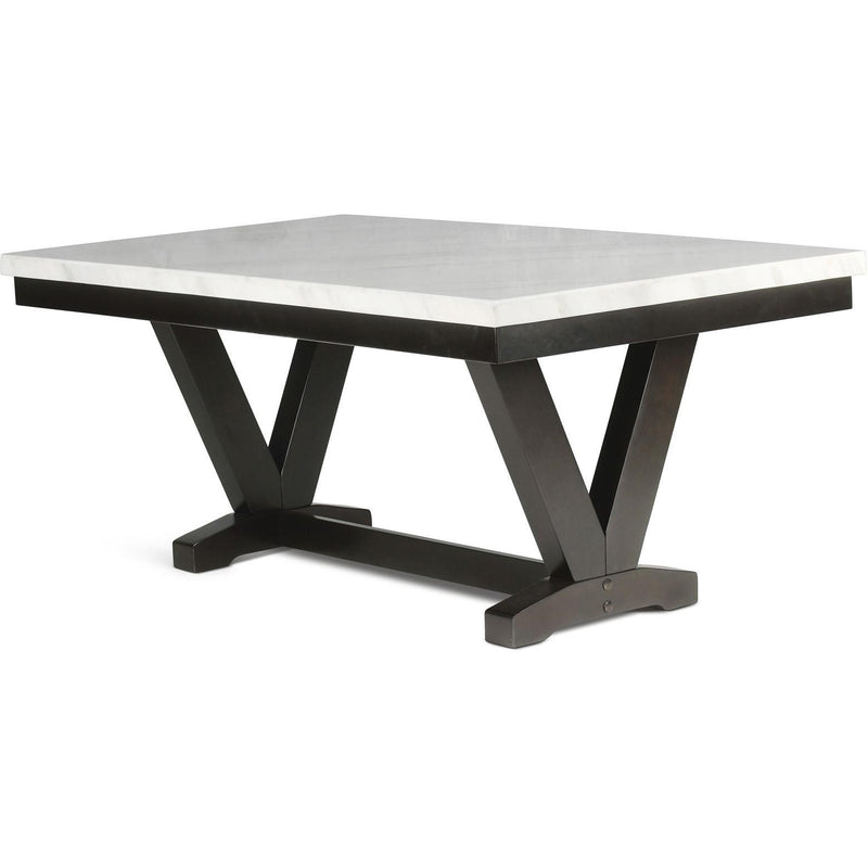 Steve Silver Furniture Finley Dining Table with Marble Top and Trestle Base FL500WT IMAGE 2