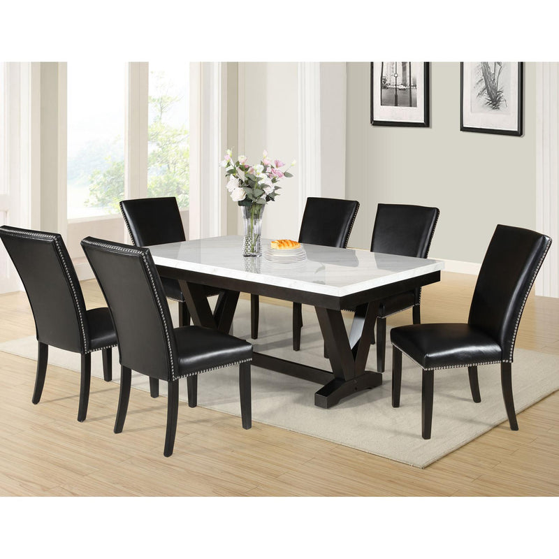 Steve Silver Furniture Finley Dining Table with Marble Top and Trestle Base FL500WT IMAGE 4