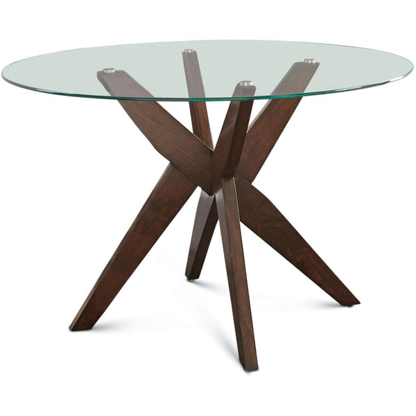 Steve Silver Furniture Round Amalie Dining Table with Glass Top and Pedestal Base AL4848TB/AL4848TT IMAGE 1