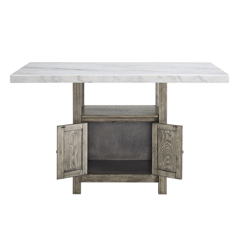 Steve Silver Furniture Grayson Counter Height Dining Table with Marble Top and Pedestal Base GS640CTB/GS640WMT IMAGE 2