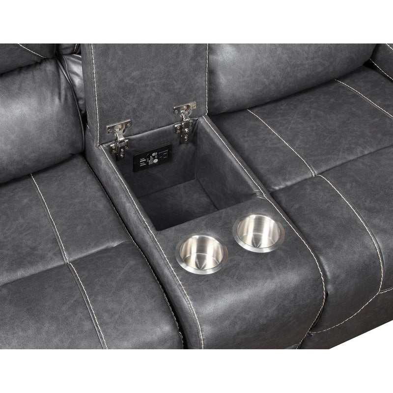 Steve Silver Furniture Keily Reclining Leather Look Loveseat with Console KE800CLG IMAGE 7