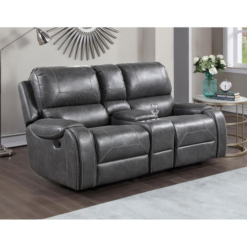 Steve Silver Furniture Keily Reclining Leather Look Loveseat with Console KE800CLG IMAGE 9