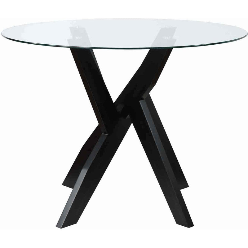 Steve Silver Furniture Round Amalie Dining Table with Glass Top and Pedestal Base AL4848TBB/AL4848TT IMAGE 1