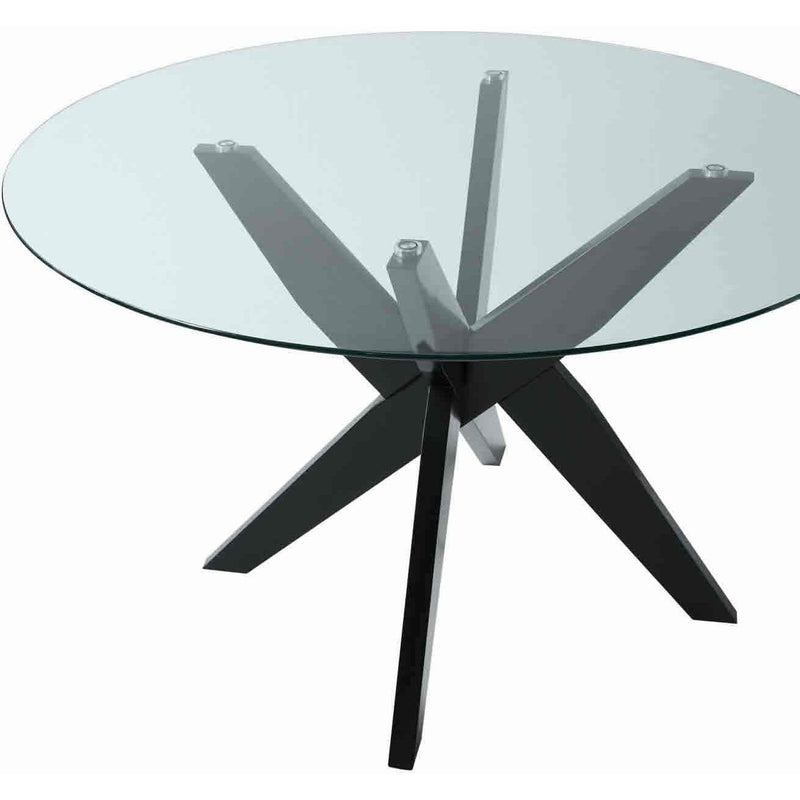 Steve Silver Furniture Round Amalie Dining Table with Glass Top and Pedestal Base AL4848TBB/AL4848TT IMAGE 2