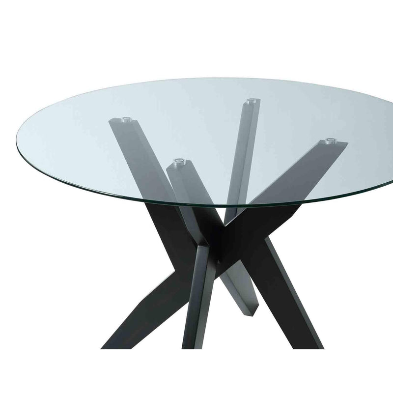 Steve Silver Furniture Round Amalie Dining Table with Glass Top and Pedestal Base AL4848TBB/AL4848TT IMAGE 4