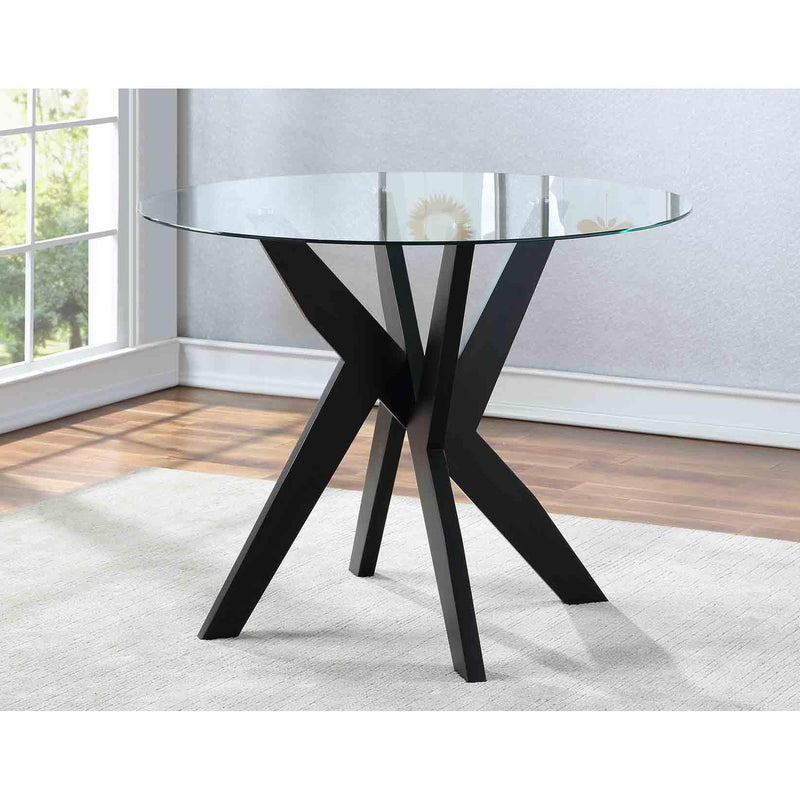 Steve Silver Furniture Round Amalie Dining Table with Glass Top and Pedestal Base AL4848TBB/AL4848TT IMAGE 5