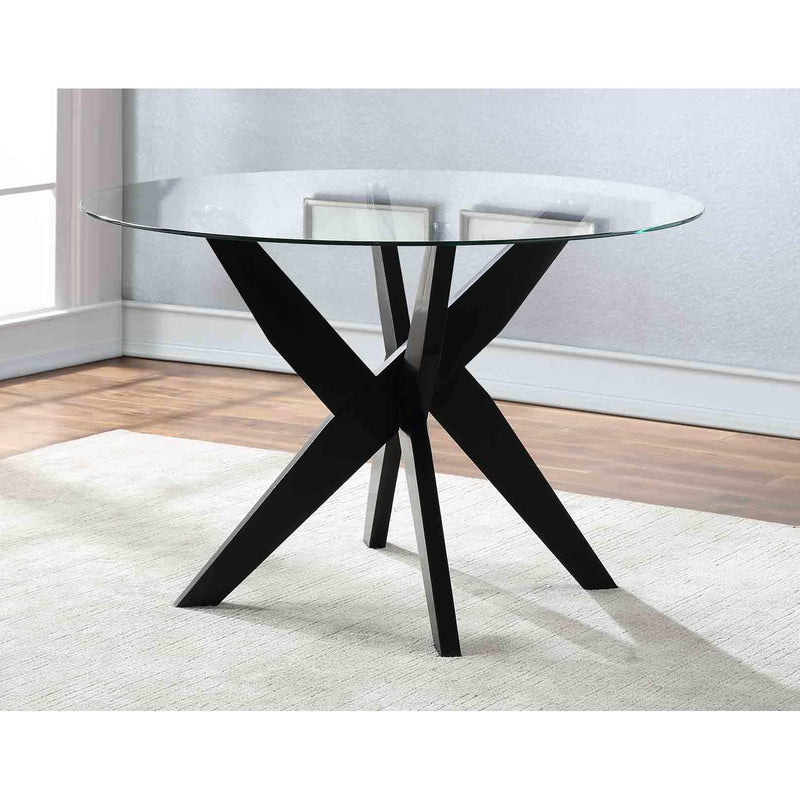 Steve Silver Furniture Round Amalie Dining Table with Glass Top and Pedestal Base AL4848TBB/AL4848TT IMAGE 6