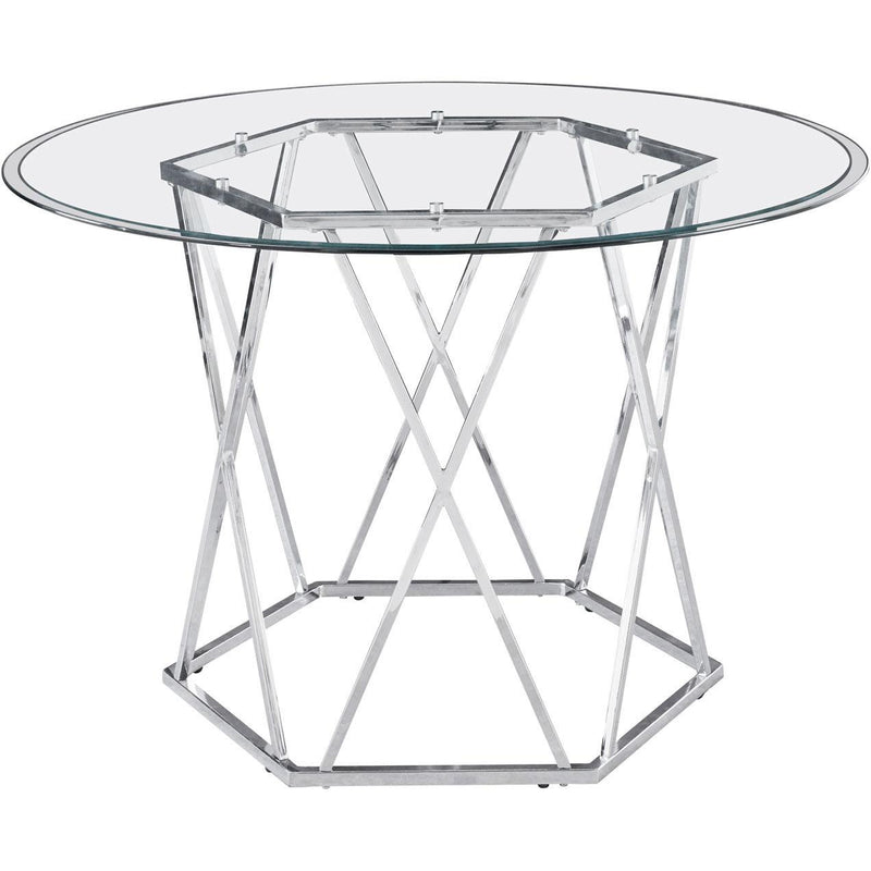 Steve Silver Furniture Round Escondido Dining Table with Glass Top and Pedestal Base ED480DB/ED480GT IMAGE 1