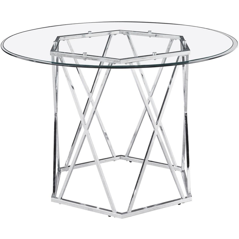 Steve Silver Furniture Round Escondido Dining Table with Glass Top and Pedestal Base ED480DB/ED480GT IMAGE 2