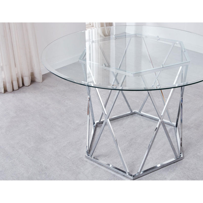 Steve Silver Furniture Round Escondido Dining Table with Glass Top and Pedestal Base ED480DB/ED480GT IMAGE 3