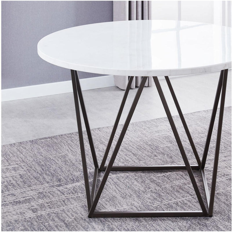 Steve Silver Furniture Round Ramona Dining Table with Marble Top and Pedestal Base RM440WT IMAGE 4