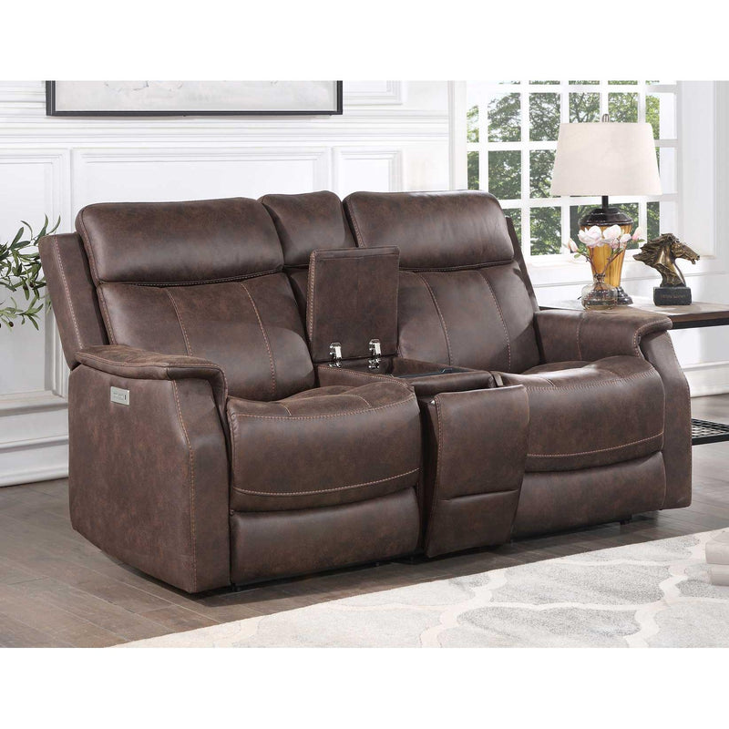 Steve Silver Furniture Valencia Power Reclining Leather Look Loveseat with Console VA950CLW IMAGE 10