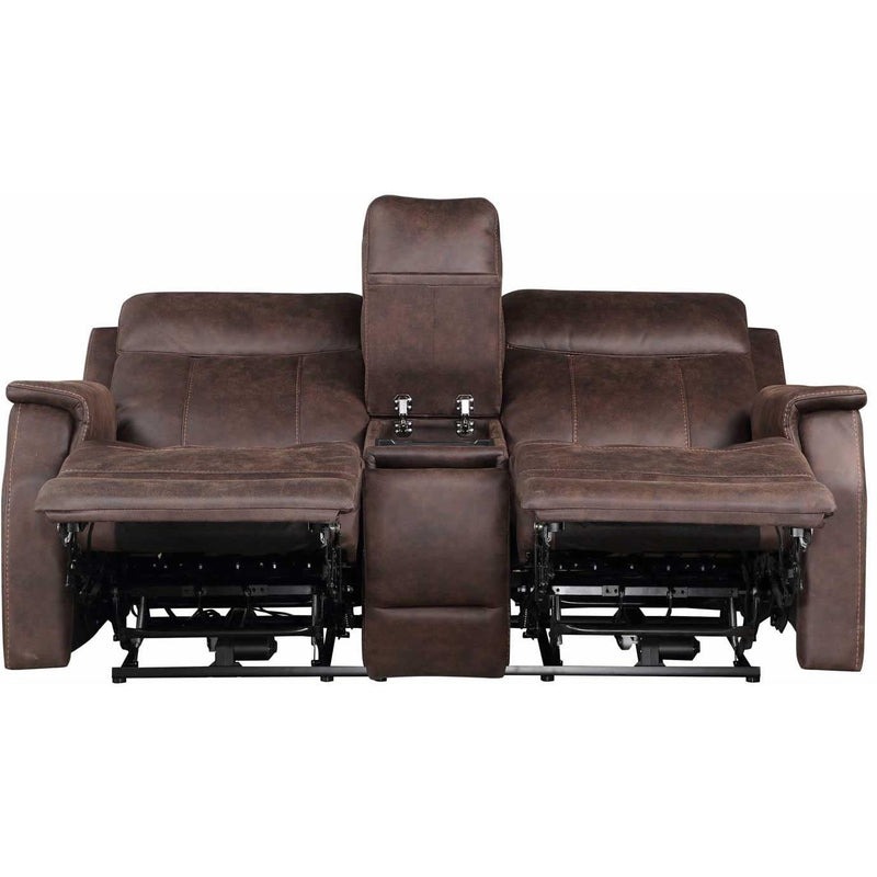 Steve Silver Furniture Valencia Power Reclining Leather Look Loveseat with Console VA950CLW IMAGE 2