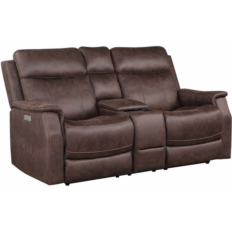 Steve Silver Furniture Valencia Power Reclining Leather Look Loveseat with Console VA950CLW IMAGE 3