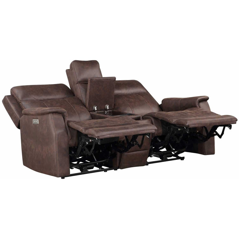 Steve Silver Furniture Valencia Power Reclining Leather Look Loveseat with Console VA950CLW IMAGE 4