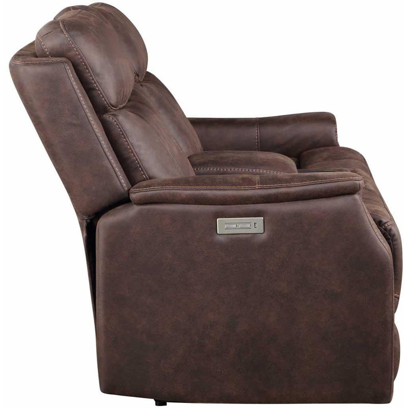 Steve Silver Furniture Valencia Power Reclining Leather Look Loveseat with Console VA950CLW IMAGE 5