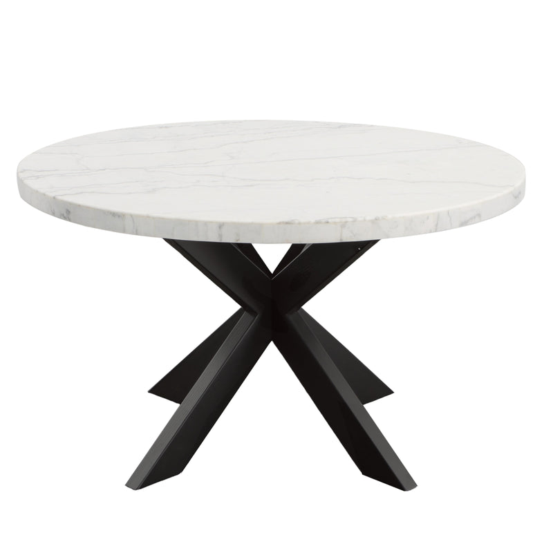 Steve Silver Furniture Round Xena Dining Table with Marble Top and Pedestal Base XN520WT IMAGE 1