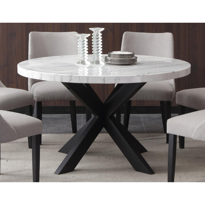 Steve Silver Furniture Round Xena Dining Table with Marble Top and Pedestal Base XN520WT IMAGE 6