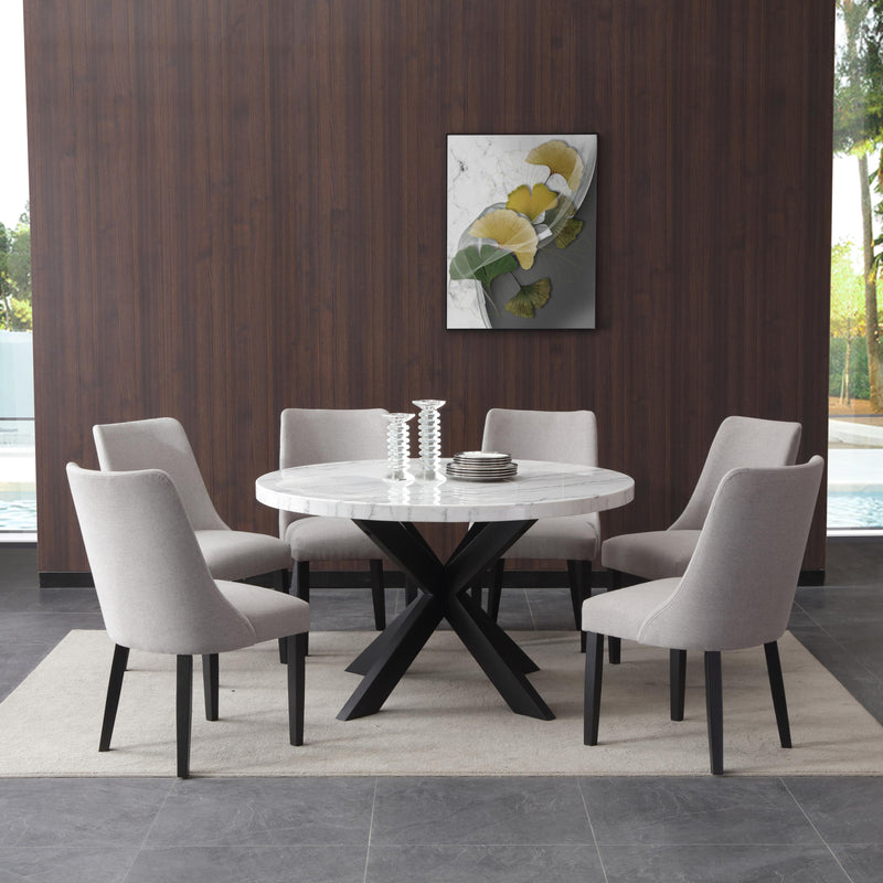 Steve Silver Furniture Round Xena Dining Table with Marble Top and Pedestal Base XN520WT IMAGE 7