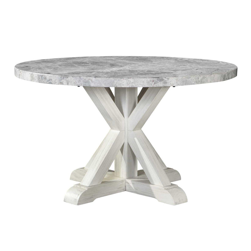 Steve Silver Furniture Round Canova Dining Table with Marble Top and Trestle Base CV520DB/CV520GT IMAGE 2