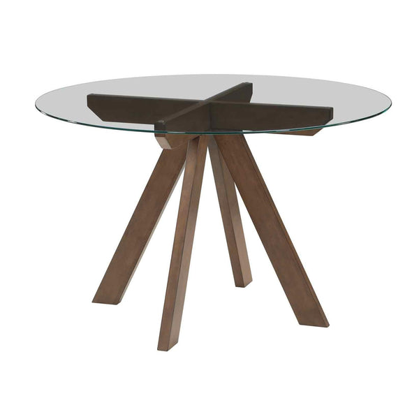 Steve Silver Furniture Round Wade Dining Table with Glass Top and Pedestal Base AL4848TT/WD500TB IMAGE 1