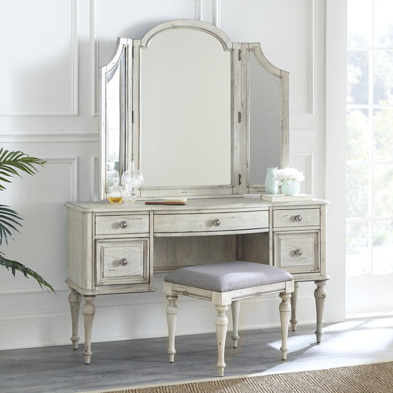 Steve Silver Furniture Highland Park HP900VBWDM Vanity Mirror Bench Set IMAGE 1