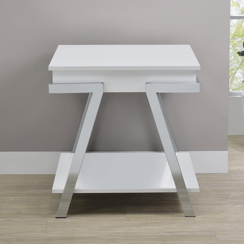 Steve Silver Furniture Zena ZN300WE White Square End Table IMAGE 3