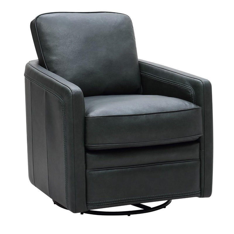 Leather Italia USA 6773 Turner Chair - 360 Swivel + Glider 1055S Forest Green IMAGE 2