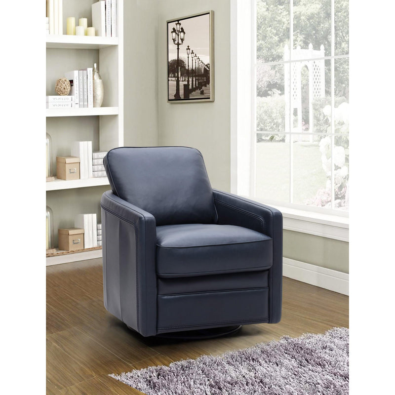 Leather Italia USA 6773 Turner Chair - 360 Swivel + Glider 7469S Blue IMAGE 3