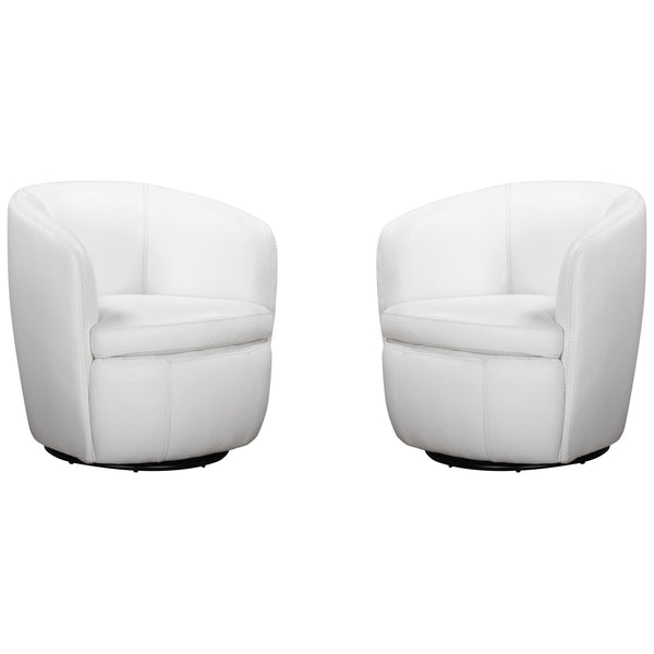 Parker Living Barolo SBAR#912S-2-SNOW Snow 100% Italian Leather Swivel Club Chair Two Pack IMAGE 1